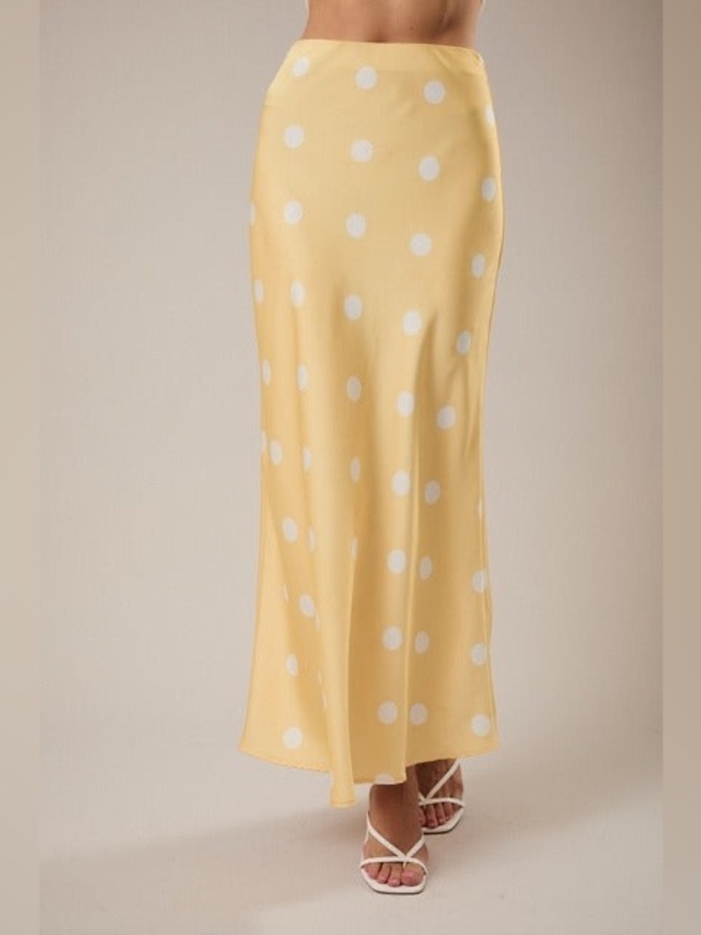 Polka Dot Satin Maxi Skirt with Elastic Waist - Sunday Edition - Picture 2 of 6